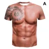 Kreatives Kurzarm-T-Shirt - mit 3D-Druck - starke Muskeln / Tattoo