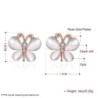 Rose gold stud earrings - with crystals / white opal - butterfly shapedEarrings