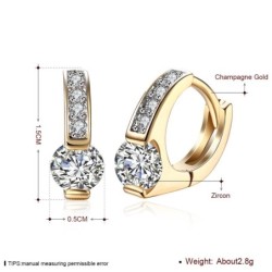 Elegant gold earrings - with round white cubic zirconia