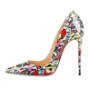 Stylish sexy stilettos - pumps with thin heel - pointed toe - patent leather - spring printingHigh heels