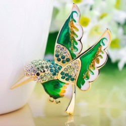 Elegante Brosche - mit grünem Kristallvogel