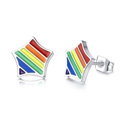 Rainbow star stud earrings - stainless steel - unisexEarrings