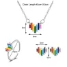 Regenbogen-Schmuckset - Herzform - Halskette / Ohrringe / Ring - 925er Sterlingsilber