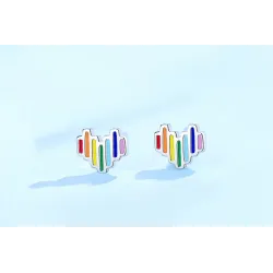 Regenbogen-Schmuckset - Herzform - Halskette / Ohrringe / Ring - 925er Sterlingsilber