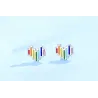 Regenbogen-Schmuckset - Herzform - Halskette / Ohrringe / Ring - 925er Sterlingsilber