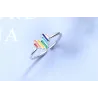 Regenbogen-Schmuckset - Herzform - Halskette / Ohrringe / Ring - 925er Sterlingsilber