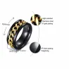 Schwarzer Ring - mit drehbarer Goldkette - Unisex - Edelstahl