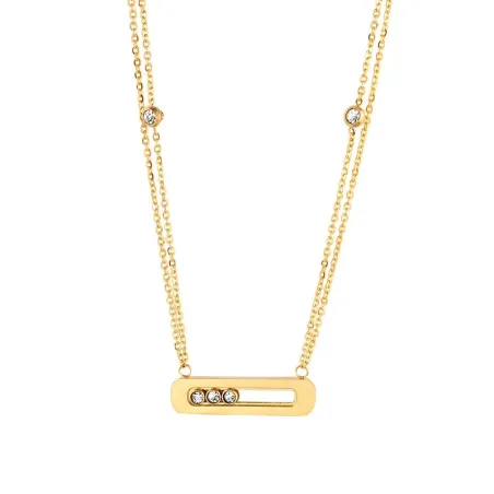 Elegante Halskette - mit beweglichen Kristallen - Edelstahl