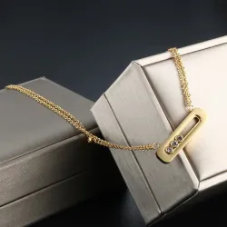 Elegant necklace - with sliding crystals - stainless steelNecklaces