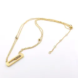 Elegant necklace - with sliding crystals - stainless steelNecklaces