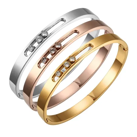 Elegantes Armband - mit verschiebbaren Strasssteinen - Edelstahl