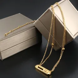 Elegant necklace - with sliding crystals - stainless steelNecklaces