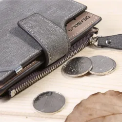 Klassische Retro-Brieftasche - Kartenhalter - mit Reißverschluss