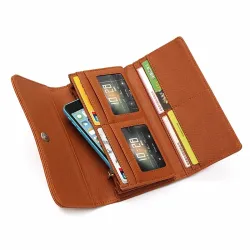 Elegante lange Retro-Brieftasche - mit Reißverschluss - ausgehöhltes Muster - Leder