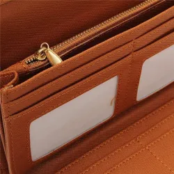 Elegante lange Retro-Brieftasche - mit Reißverschluss - ausgehöhltes Muster - Leder