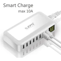 QC3.0-Schnellladegerät - USB-HUB mit 8 Anschlüssen - LED-Anzeige - 60 W