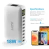 QC3.0-Schnellladegerät - USB-HUB mit 8 Anschlüssen - LED-Anzeige - 60 W