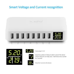 QC3.0 fast charger - 8-port USB HUB - LED display - 60WChargers