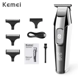 Kemei - professioneller Haarschneider - kabellos - mit digitaler LED-Anzeige