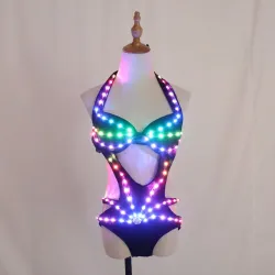 Sexy Party-Outfit - leuchtender Bikini - Pixel-LED - für Nachttanz / Maskeraden / Halloween