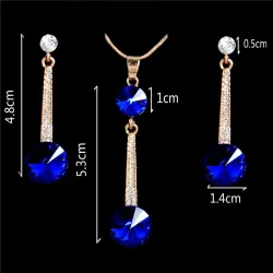 Elegant gold jewellery set - necklace / earrings - with crystals - round hollow pendantJewellery Sets