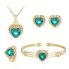 Elegantes Schmuckset in Herzform - mit Kristallen - Halskette / Armband - Ohrringe - Ring