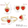 Elegantes Schmuckset in Herzform - mit Kristallen - Halskette / Armband - Ohrringe - Ring