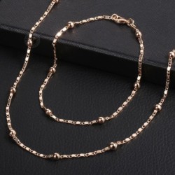 Elegantes Roségold-Schmuckset für - Marina Bead Link Chain - Armband / Halskette