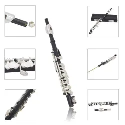Professionelle Flöte - Piccolo - C-Klappe - Cupro Nickel - mit Tasche