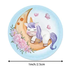 Dekorative runde Sticker - Belohnungsetiketten - für Kinder - Einhorn / Sonne / Wolke / Dankeschön / Super