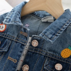Jeansjacke für Kinder - mit Blumenstickerei
