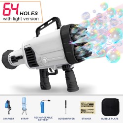 Electric bubble gun / machine - with cooling fan / lights - 64-holesToys