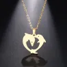 Double dolphin pendant - with necklaceNecklaces