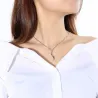 Slim wave shaped pendant - with rainbow stones - stainless steel necklaceNecklaces