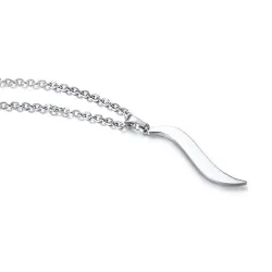 Slim wave shaped pendant - with rainbow stones - stainless steel necklaceNecklaces