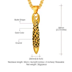 Bullet shaped pendant - with necklace - stainless steelNecklaces
