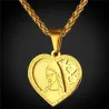 Heart shaped pendant with Holy Mary - Catholic necklace - stainless steelNecklaces