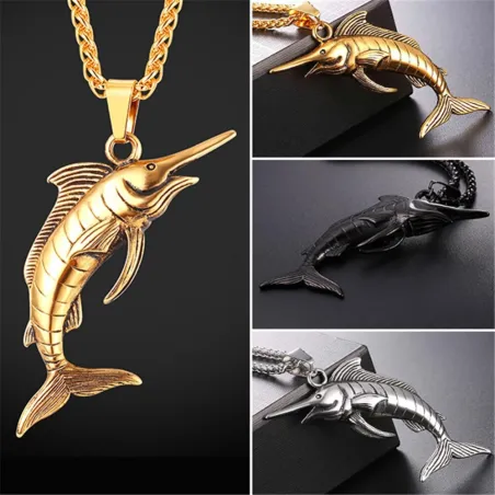 Halskette mit Schwertfisch - Edelstahl - Unisex