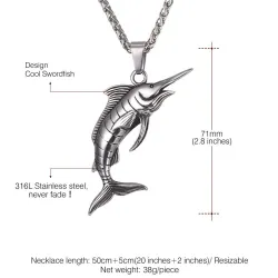 Halskette mit Schwertfisch - Edelstahl - Unisex