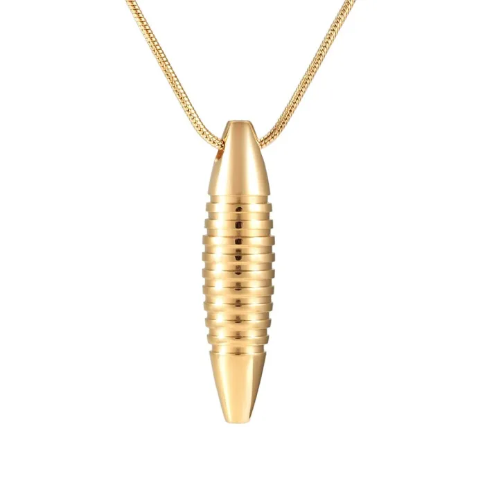 Necklace with bullet shaped pendant - memorial cremation ash holder - mini urn - openableNecklaces