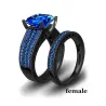 Luxuriöser Ring für Paare - mit blauem Zirkon - Edelstahl