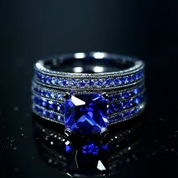 Luxuriöser Ring für Paare - mit blauem Zirkon - Edelstahl