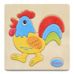 Wooden puzzle with cartoon animals - educational toy for childrenWooden