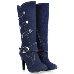 Modischer Denim-Stiefel mit hohem Absatz