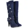 Modischer Denim-Stiefel mit hohem Absatz