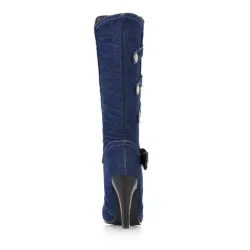 Modischer Denim-Stiefel mit hohem Absatz