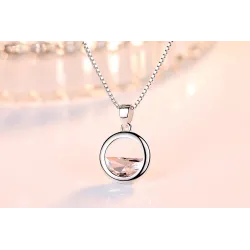 Round pendant with crystal - elegant necklace - 925 sterling silverNecklaces