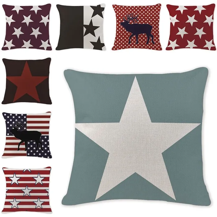 Decorative cushion cover case - linen - geometry / pentagram printed - 45 * 45cmCushion covers
