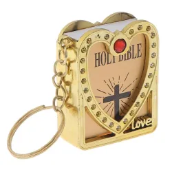 Mini Holy Bible - Cross - heart - crystal - keychainKeyrings