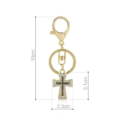 Keyring with a crystal crossKeyrings